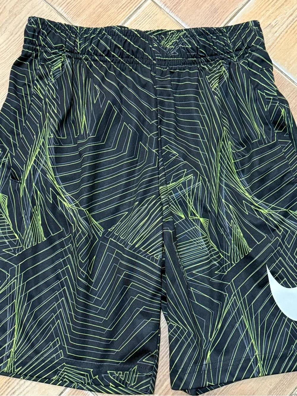 Nike Black & Neon Green Patterned Dri-FIT Shorts